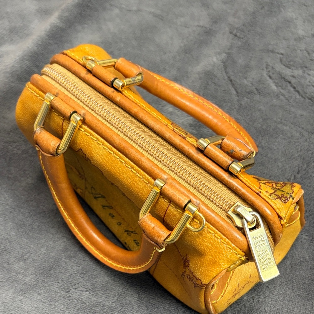Alviero Martini Tan Map Print Crossbody Bag mini